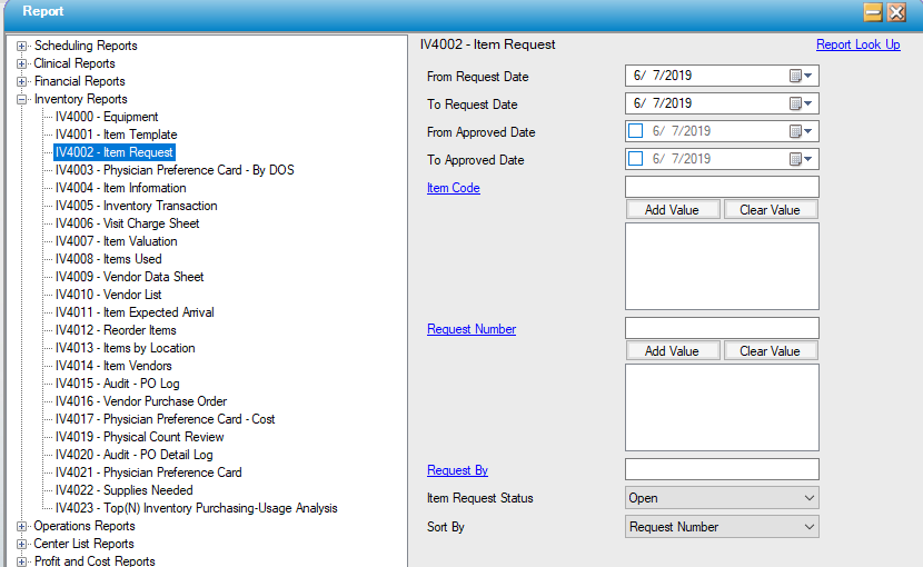 Open 4002 File IV4002 – Item Request